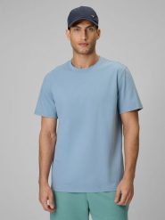 4F T-shirt regular gładki męski - niebieski XL. Niebieskie t-shirty męskie 4F, m, bez wzorów, z materiału, bez kołnierzyka, bez ramiączek. Za 49.99 zł.