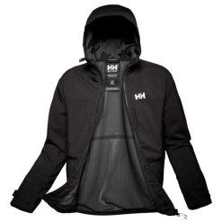 Kurtka przeciwdeszczowa z kapturem Helly Hansen Move. Czarne kurtki męskie Helly Hansen, s, bez wzorów, z materiału, z kapturem. Za 848.00 zł.