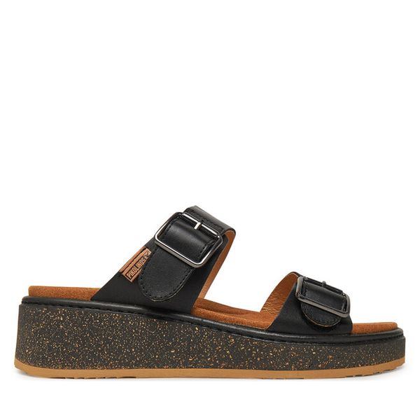 Klapki Pikolinos. Czarne klapki damskie Pikolinos, bez wzorów, bez obcasa, bez zapięcia. Za 499.99 zł.