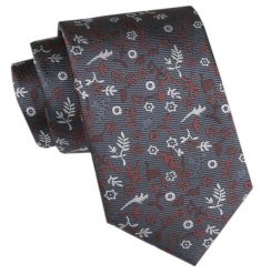 Męski Krawat - Angelo di Monti - Szary, Białe i Brązowe Gałązki. Szare krawaty i muchy Angelo di Monti, bez wzorów, z tkaniny, eleganckie. Za 45.00 zł.