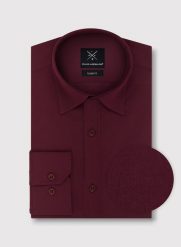 PAKO LORENTE – Bordowa gładka koszula męska. Czerwone koszule męskie Pako Lorente, m, bez wzorów, z bawełny, eleganckie, bez kołnierzyka, bez ramiączek. Za 299.99 zł.