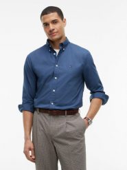 Tommy Hilfiger koszula codzienna Mężczyźni Bawełna (100%) niebieski, L. Niebieskie koszule męskie Tommy Hilfiger, l, bez wzorów, z bawełny, eleganckie, bez kołnierzyka, bez ramiączek. Za 329.95 zł.