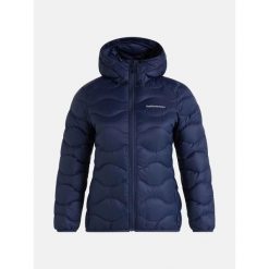 Kurtka Peak Performance Damska Helium Down Hood Jacket - XS. Niebieskie kurtki sportowe damskie Peak Performance, l, bez wzorów, bez ramiączek, bez kaptura, trekkingowe. W wyprzedaży za 1,019.00 zł.