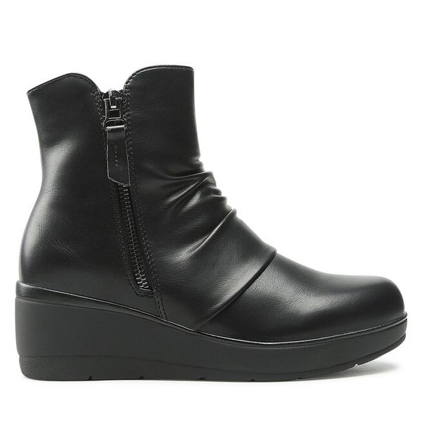 Botki Clara Barson. Czarne botki damskie Clara Barson, bez wzorów, bez obcasa, na koturnie, bez zapięcia. Za 149.99 zł.