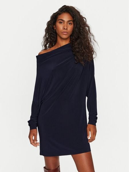 NORMA KAMALI Sukienka codzienna KK2243PLD96951 Granatowy Regular Fit. Niebieskie sukienki damskie Norma Kamali, na co dzień, s, bez wzorów, z syntetyku, bez kołnierzyka, bez ramiączek, proste. Za 489.99 zł.