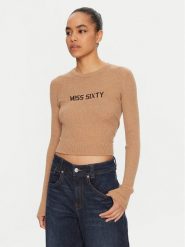 Miss Sixty Sweter 6L3RJ7291000 Brązowy Slim Fit. Brązowe swetry nierozpinane damskie Miss Sixty, l, bez wzorów, z wełny, bez kołnierzyka, bez ramiączek. Za 379.99 zł.