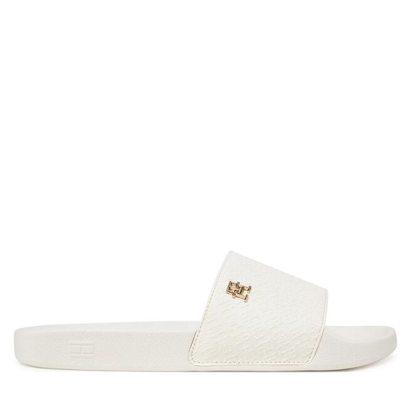 Klapki Tommy Hilfiger. Białe klapki damskie Tommy Hilfiger, bez wzorów, bez obcasa, bez zapięcia. Za 158.99 zł.