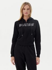 Guess Bluza V5GQ10 KCRP0 Czarny Regular Fit. Czarne bluzy damskie Guess, s, z aplikacjami, z bawełny, bez ramiączek, bez kaptura. Za 219.99 zł.