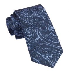 Elegancki Męski Krawat - Alties - Granatowy w Niebieski Orientalny Wzór. Niebieskie krawaty i muchy Alties, bez wzorów, z tkaniny, eleganckie. Za 49.00 zł.