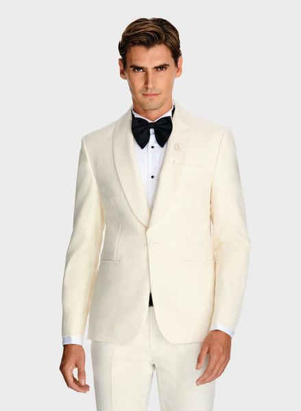 PAKO LORENTE - Wełniana beżowa marynarka smokingowa. Brązowe garnitury męskie Pako Lorente, bez wzorów, z wełny, bez kołnierzyka, bez ramiączek. Za 2,499.99 zł.