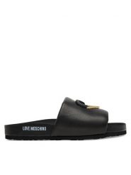 LOVE MOSCHINO Klapki JA28283G1MIE0000 Czarny. Czarne klapki damskie Love Moschino, bez wzorów, ze skóry, bez obcasa, bez zapięcia. Za 939.99 zł.