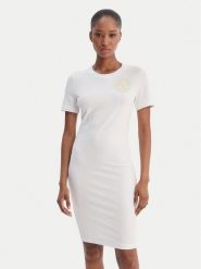 Versace Jeans Couture Sukienka codzienna 80HAOT02 CJ03T Biały Slim Fit. Białe sukienki damskie Versace Jeans Couture, na co dzień, xs, bez wzorów, z bawełny, bez kołnierzyka, bez ramiączek, proste. Za 659.99 zł.