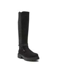 Jenny Fairy Kozaki WS5579-24 Czarny. Czarne kozaki damskie Jenny Fairy, bez wzorów, z materiału, bez obcasa, na płaskiej podeszwie, bez zapięcia. Za 199.99 zł.