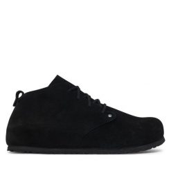 Trzewiki Birkenstock. Czarne botki męskie Birkenstock, bez wzorów, bez obcasa, bez zapięcia. Za 849.99 zł.
