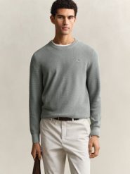 Gant sweter z dzianiny Mężczyźni Bawełna zielony, L. Zielone swetry męskie GANT, l, bez wzorów, z bawełny, klasyczne, bez kołnierzyka, bez ramiączek. Za 429.95 zł.