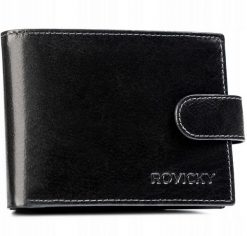 Portfel męski Rovicky N61L-RPVT-BL czarny. Czarne portfele męskie ROVICKY, bez wzorów, ze skóry. Za 57.99 zł.