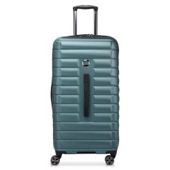Walizka na kółkach typu Trunk Delsey SHADOW 5.0, duża 80 cm. Zielone walizki damskie DELSEY PARIS, bez wzorów, z materiału, duże. Za 1,231.50 zł.
