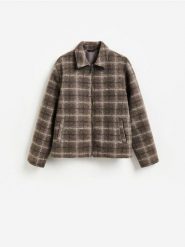 Kurtka z domieszką wełny - brązowy. Brązowe kurtki męskie Reserved, l, bez wzorów, z dzianiny, bez kaptura. Za 239.99 zł.