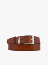 Rudy pasek ze skóry licowej. Brązowe paski męskie Brawo sp. z o.o., z denimu, eleganckie. Za 129.99 zł.