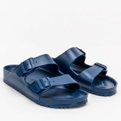 Klapki męskie Birkenstock Arizona EVA (1019051). Niebieskie klapki męskie Birkenstock, bez wzorów, bez zapięcia. Za 189.99 zł.