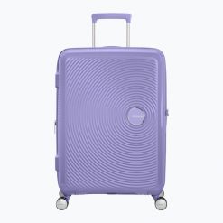 Walizka podróżna American Tourister Soundbox 8. Fioletowe walizki damskie American Tourister, bez wzorów. Za 689.99 zł.