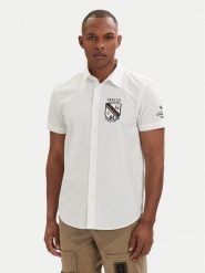 Aeronautica Militare Koszula 261CA1326UCT03288 Biały Regular Fit. Białe koszule męskie Aeronautica Militare, l, bez wzorów, z bawełny, bez kołnierzyka, bez ramiączek. Za 519.99 zł.