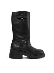 Bronx Botki Ankle 47509-A Czarny. Czarne botki damskie Bronx, bez wzorów, ze skóry, bez obcasa, na słupku, bez zapięcia. Za 1,029.00 zł.