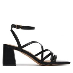 Sandały Aldo. Czarne sandały damskie Aldo, bez wzorów, bez obcasa, na słupku, bez zapięcia. Za 359.99 zł.