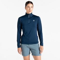 Bluza narciarska termoaktywna damska Lowline II. Niebieskie bluzy damskie Dare 2B, na zimę, l, bez wzorów, z elastanu, sportowe, bez ramiączek, bez kaptura. W wyprzedaży za 109.99 zł.