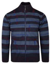 Sweter Wełniany Granatowo-Niebieski Rozpinany z Wysokim Dekoltem na Zamek, Ciepły -TRIKKO. Niebieskie swetry męskie Trikko, s, bez wzorów, z wełny, eleganckie, bez kołnierzyka, bez ramiączek. Za 285.00 zł.