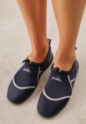 Granatowe Wsuwane Buty Sportowe do Wody z Elastyczną Cholewką Vetilore. Niebieskie obuwie sportowe damskie Renee, na lato, bez wzorów, bez zapięcia, do pływania. Za 49.99 zł.