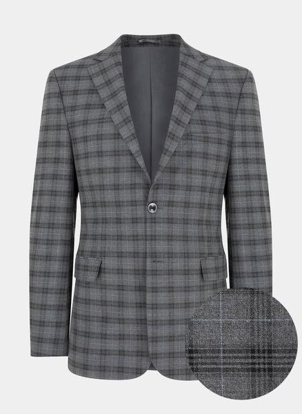 PAKO LORENTE – Marynarka garniturowa P21SF-3G-060-S. Szare garnitury męskie Pako Lorente, s, bez wzorów, z elastanu, bez kołnierzyka, bez ramiączek. Za 139.99 zł.