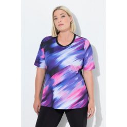 Damskie T-Shirt wycięcie na plecach okrągły dekolt rękaw 1/2. Niebieskie t-shirty damskie Ulla Popken, plus size, bez wzorów, z elastanu, bez kołnierzyka, bez ramiączek. W wyprzedaży za 159.99 zł.