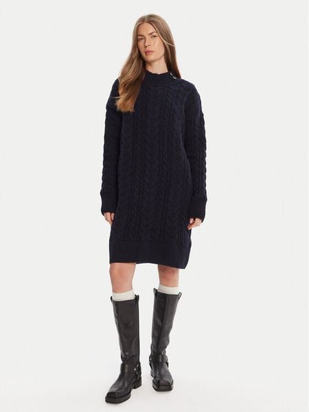 Barbour Sukienka dzianinowa Belford LDR0946NY73 Granatowy Regular Fit. Niebieskie sukienki damskie Barbour, bez wzorów, z dzianiny, bez kołnierzyka, bez ramiączek. Za 629.99 zł.