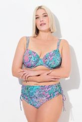 Damskie Bikini wężowa skóra miseczki z fiszbinami regulowane podwójne ramiączko. Zielone stroje kąpielowe damskie Ulla Popken, plus size, bez wzorów, z elastanu. Za 211.99 zł.