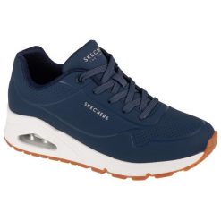 Buty sportowe Sneakersy damskie, Uno-Stand on Air. Niebieskie obuwie sportowe damskie Skechers, bez wzorów, bez zapięcia, trekkingowe, Skechers Sport. Za 329.99 zł.