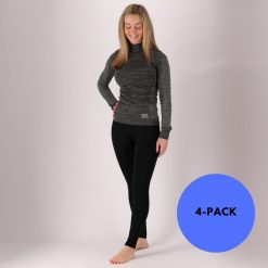 Legginsy termiczne damskie 4 szt. Czarne bielizna sportowa damska HEAT KEEPER, bez wzorów, z materiału. Za 232.54 zł.