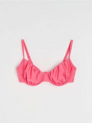 Góra od bikini z marszczeniem - różowy. Czerwone stroje kąpielowe damskie Sinsay, l, bez wzorów. Za 29.99 zł.