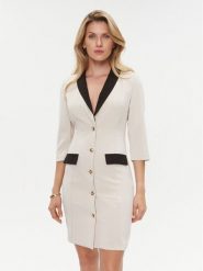Rinascimento Sukienka codzienna CFC0019257002 Beżowy Slim Fit. Brązowe sukienki damskie Rinascimento, na co dzień, s, bez wzorów, z syntetyku, bez kołnierzyka, bez ramiączek, proste. Za 419.99 zł.