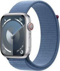 Smartwatch Apple Watch 9 GPS + Cellular 45mm Silver Alu Sport Loop Niebieski (MRMJ3QP/A). Niebieskie zegarki smartwatch Apple, bez wzorów. Za 2,899.36 zł.