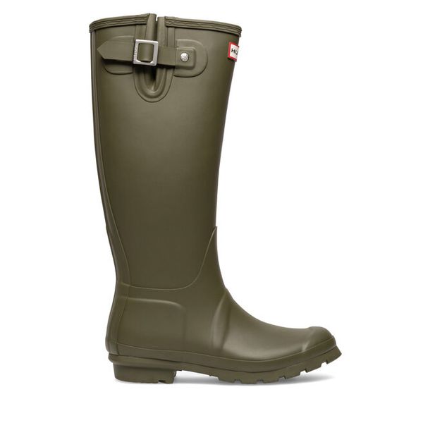 Kalosze Hunter. Brązowe kalosze damskie Hunter, bez wzorów, bez zapięcia. Za 279.99 zł.