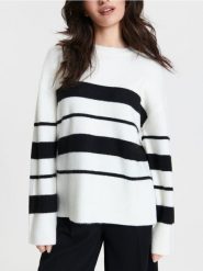 Sweter w paski - wielobarwny. Swetry nierozpinane damskie Sinsay, l, bez wzorów, z dzianiny, bez kołnierzyka, bez ramiączek. Za 49.99 zł.