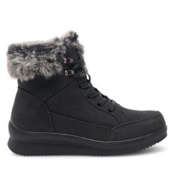 Trzewiki Clara Barson. Czarne botki damskie Clara Barson, bez wzorów, bez obcasa, na płaskiej podeszwie, bez zapięcia. Za 109.99 zł.