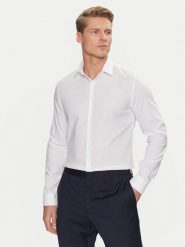 Calvin Klein Koszula Non Iron Tonal Strct Slim Shirt K10K113848 Biały Regular Fit. Białe koszule męskie Calvin Klein, m, bez wzorów, z bawełny, biznesowe, bez kołnierzyka, bez ramiączek. Za 279.99 zł.
