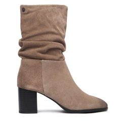 Botki Beverly Hills Polo Club. Szare botki damskie Beverly Hills Polo Club, bez wzorów, bez obcasa, na słupku, bez zapięcia. Za 329.99 zł.