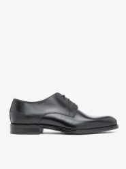 Czarne półbuty wizytowe. Czarne buty wizytowe męskie Ryłko, bez wzorów, ze skóry, bez obcasa, bez zapięcia. Za 449.99 zł.