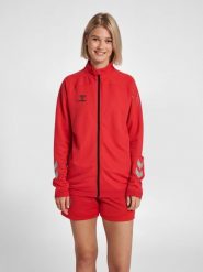 Damska kurtka zapinana na zamek Hummel hmlLEAD poly. Czerwone kurtki sportowe damskie Hummel, na wiosnę, xl, bez wzorów, z materiału, bez ramiączek, bez kaptura, na fitness i siłownię. Za 179.30 zł.
