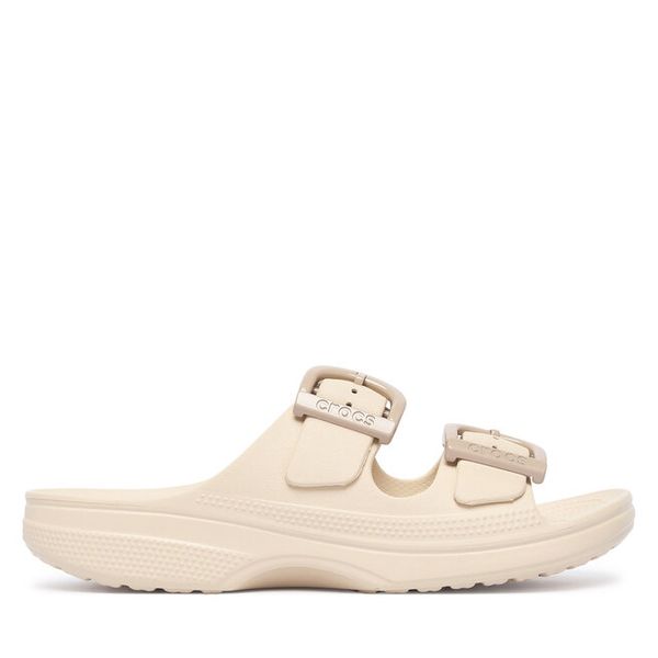 Klapki Crocs. Brązowe klapki damskie Crocs, bez wzorów, bez obcasa, bez zapięcia. Za 169.99 zł.