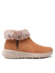 Skechers Botki Go Joy 144003/CSNT Brązowy. Brązowe botki damskie Skechers, bez wzorów, ze skóry, bez obcasa, na płaskiej podeszwie, bez zapięcia. Za 203.99 zł.
