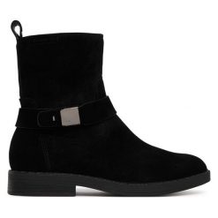 Botki Tamaris. Czarne botki damskie Tamaris, bez wzorów, bez obcasa, na płaskiej podeszwie, bez zapięcia. Za 469.99 zł.